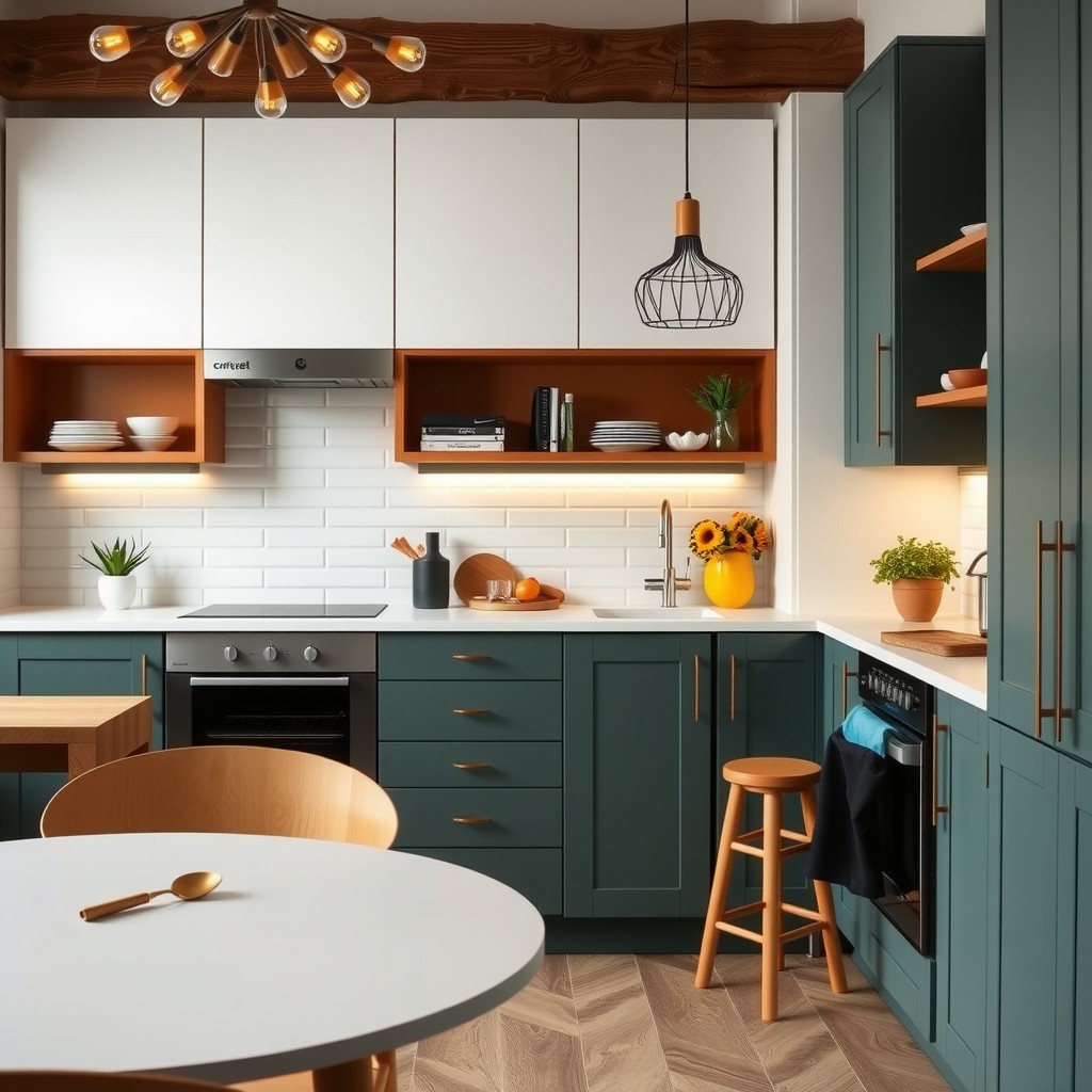 Kako urediti malu kuhinju s modernim bojama